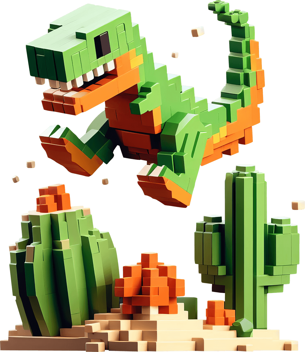 3D Pixel Chrom dino